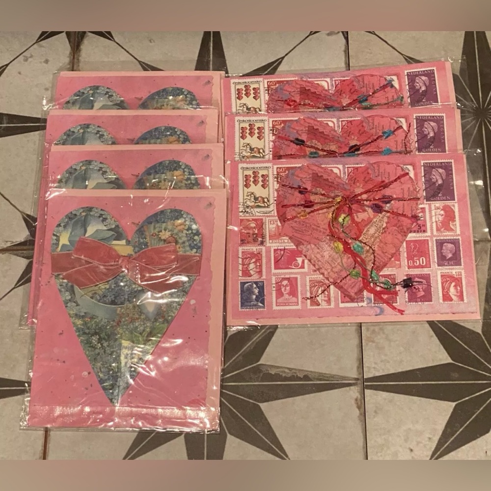 Valentines Day FAN MAIL Dona Rozanski GREETING CARDS Hand Assembled Blank USA